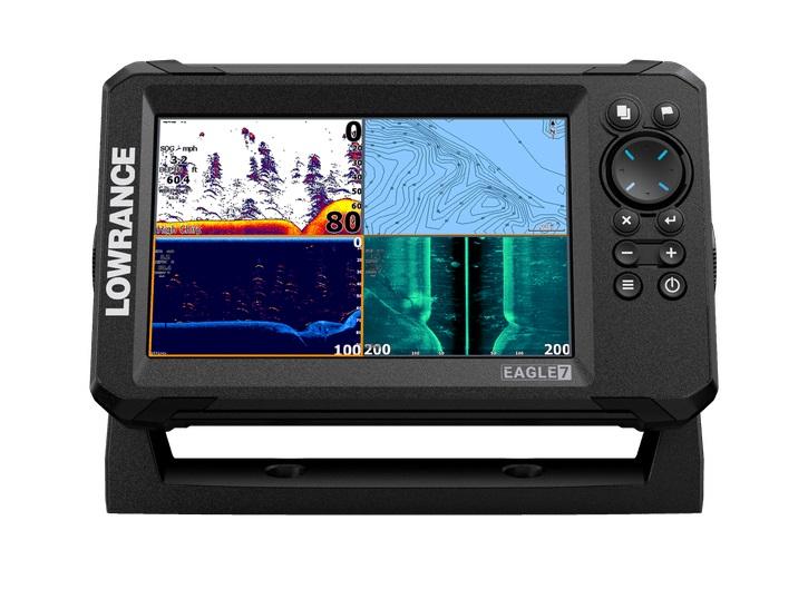 LOWRANCE 000-16227-001 EAGLE 7 SS + CMAP, 7 Inch IPS Display; 800 x 480 Pixel Resolution; Keypad; 10.118 Inch Length x 7.756 Inch Width x 8.858 Inch Height; IPX6/ IPX7 Rating Waterproof; Single Frequency Chirp/ Down Scan Sonar - The Twister Group product