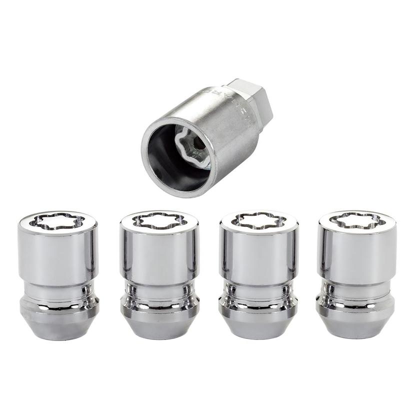 MCGARD 24154 Chrome Cone Seat Wheel Locks (M12 x 1.25 Thread Size) - 4 Locks / 1 Key
