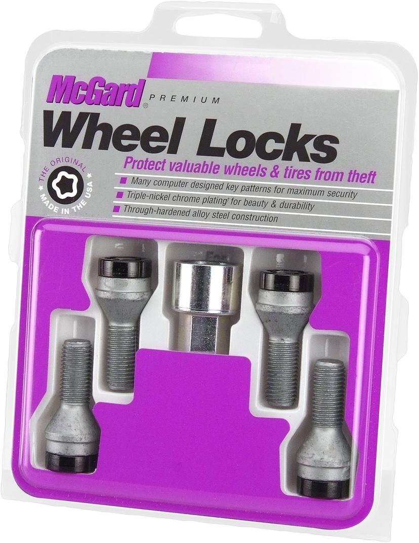 MCGARD 27178 Chrome Bolt Style Cone Seat Wheel Locks (M12 x 1.5 Thread Size) Set of 4, Black