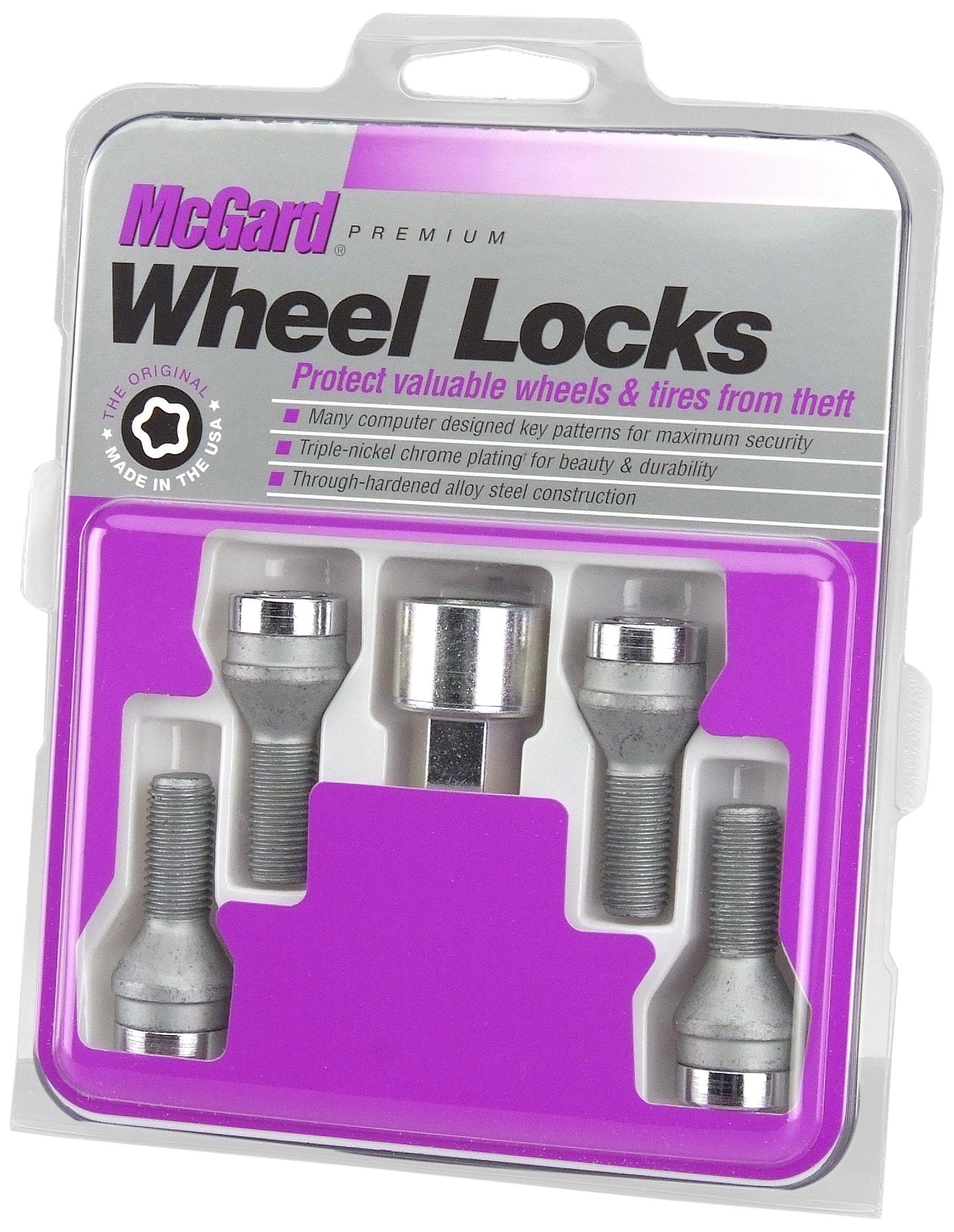 MCGARD 27216 Chrome Bolt Style Cone Seat Wheel Locks (M12 x 1.25) Set of 4 Locks / 1 Key - High quality product image showing MCGARD 27216 Chrome Bolt Style Cone Seat Wheel Locks (M12 x 1.25) Set of 4 Locks / 1 Key details and features