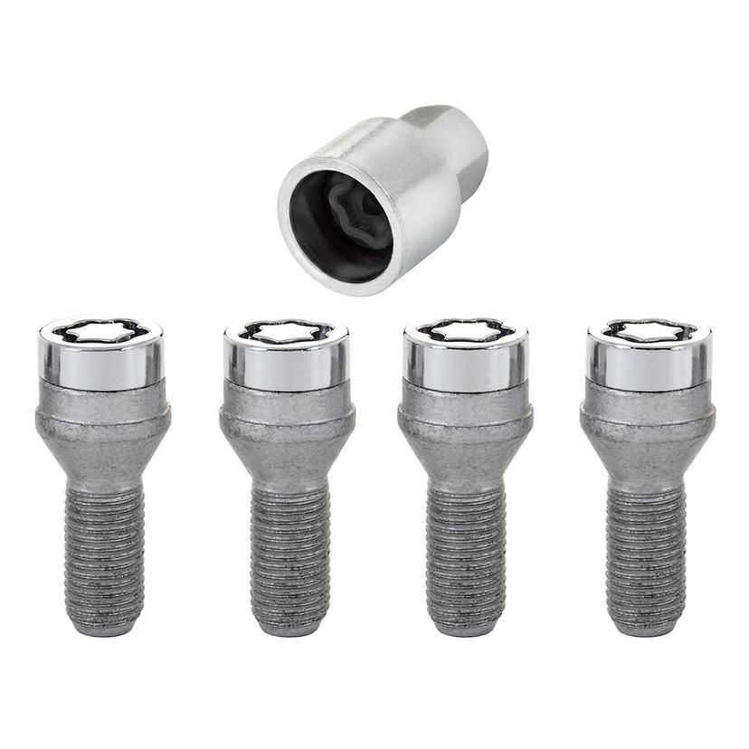 MCGARD 27222 Chrome Bolt Style Cone Seat Wheel Locks (M14 x 1.5) - Set of 4