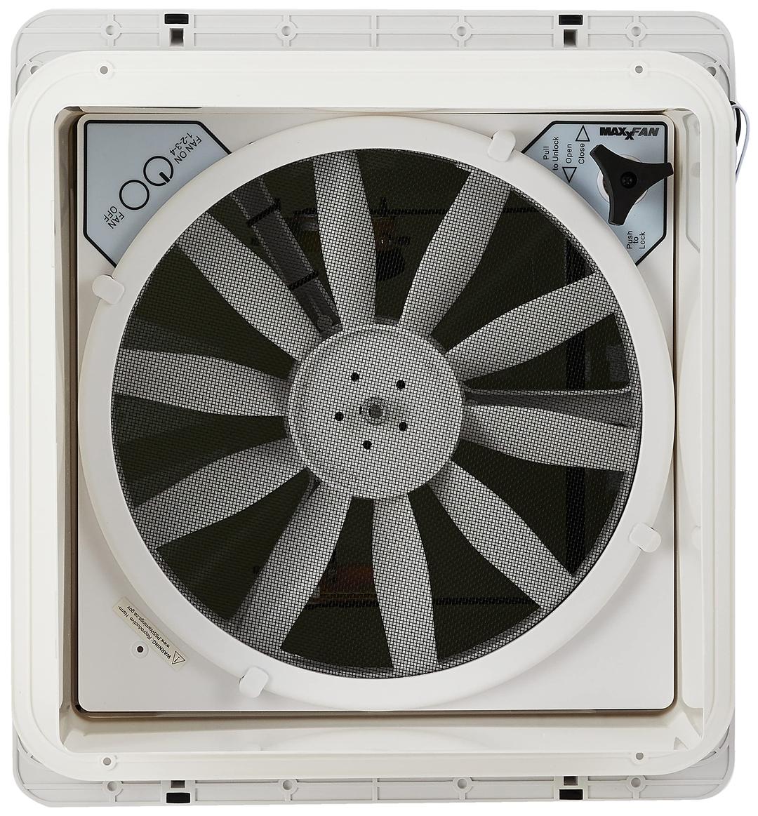 MAXXAIR 00A04401K Original Maxxfan - Vent, Fan & Rain Protection All-in-One, High Powered 4-Speed Exhaust Only Fan, Manual Knob Control, 14 INCHx14 INCH, Smoke - The Twister Group Tools product