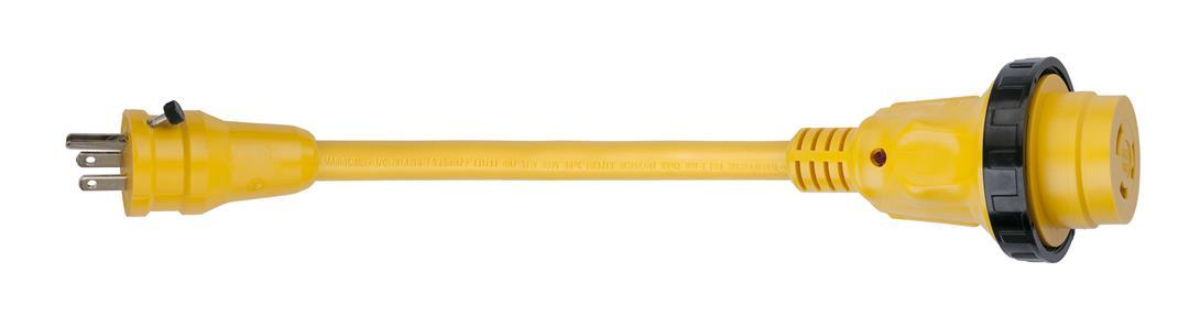 MARINCO 104SPPRV Pigtail Adapter, 30A / 125V Locking Connector & 15A / 125V Straight Blade with Locking Screw Male Plug - High quality product image showing MARINCO 104SPPRV Pigtail Adapter, 30A / 125V Locking Connector & 15A / 125V Straight Blade with Locking Screw Male Plug details and features
