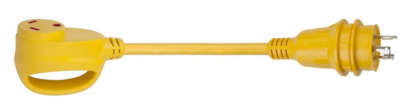 MARINCO 171ARV 30 Amp, 125V Locking Male Plug to 30 Amp, 125V Female Side Generator Adapter, Yellow