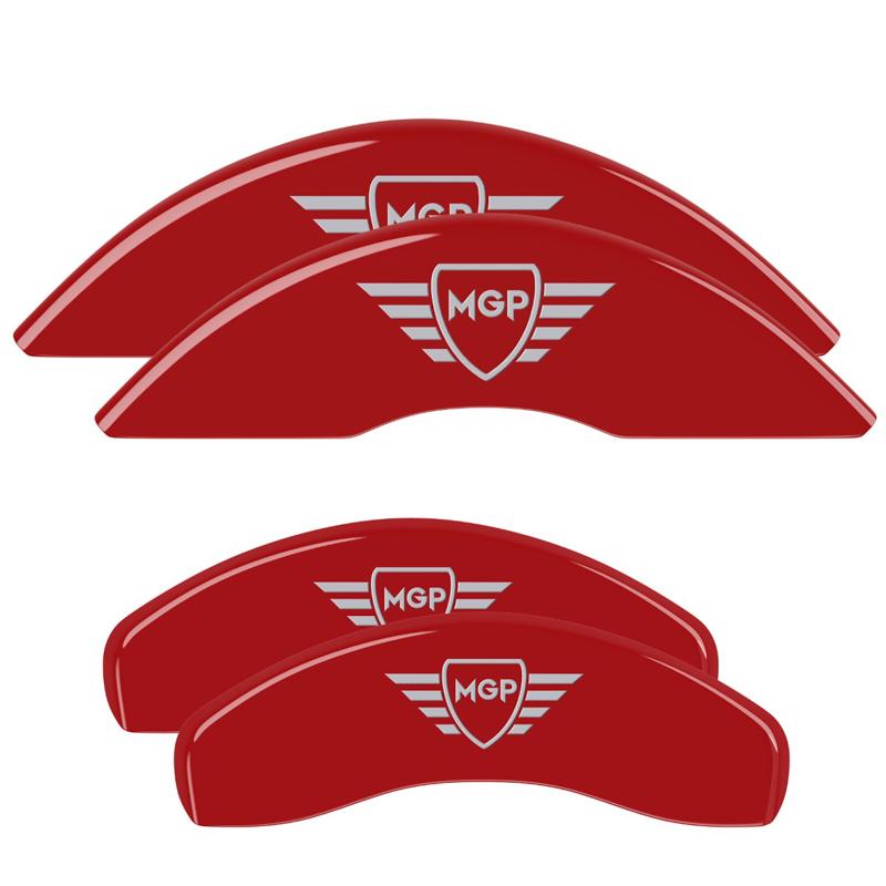 MGP CALIPER 13088SMGPRD Caliper Cover; MGP Logo; Powder Coated; Red; Aluminum; Set Of 4