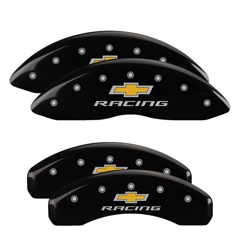 MGP CALIPER 14253SBRCBK Chevy Racing Black Powder Coat Finish, Silver Characters, Set of 4