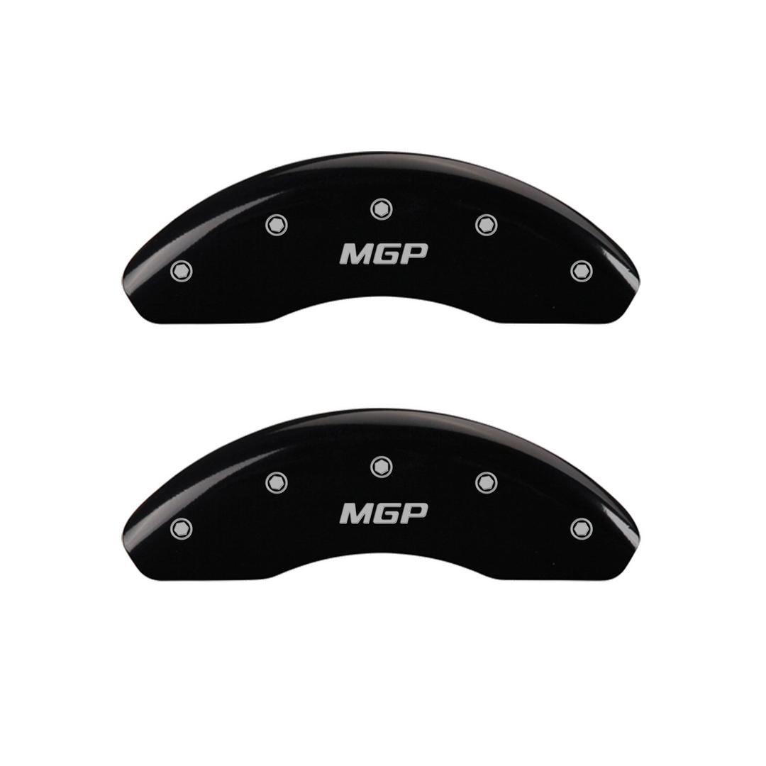 MGP CALIPER 20220SMGPBK Black Powder Coat Finish Front and Rear Caliper Cover, Set of 4 (MGP Silver Characters, Engraved) - The Twister Group Tools product