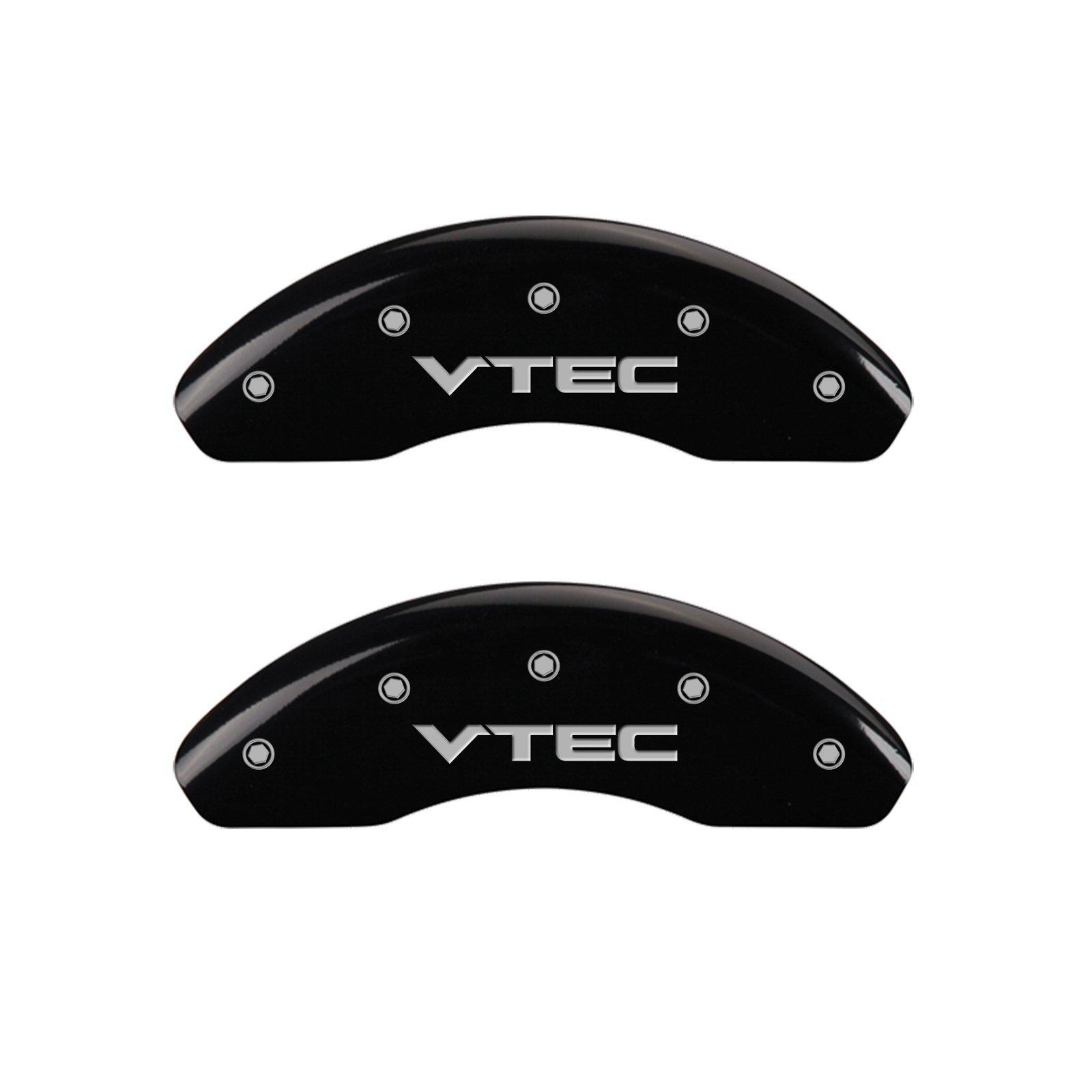 MGP CALIPER 20220SVTCBK Black Powder Coat Finish Front and Rear Caliper Cover, Set of 4 (Vtech Silver Characters, Engraved) - High quality product image showing MGP CALIPER 20220SVTCBK Black Powder Coat Finish Front and Rear Caliper Cover, Set of 4 (Vtech Silver Characters, Engraved) details and features