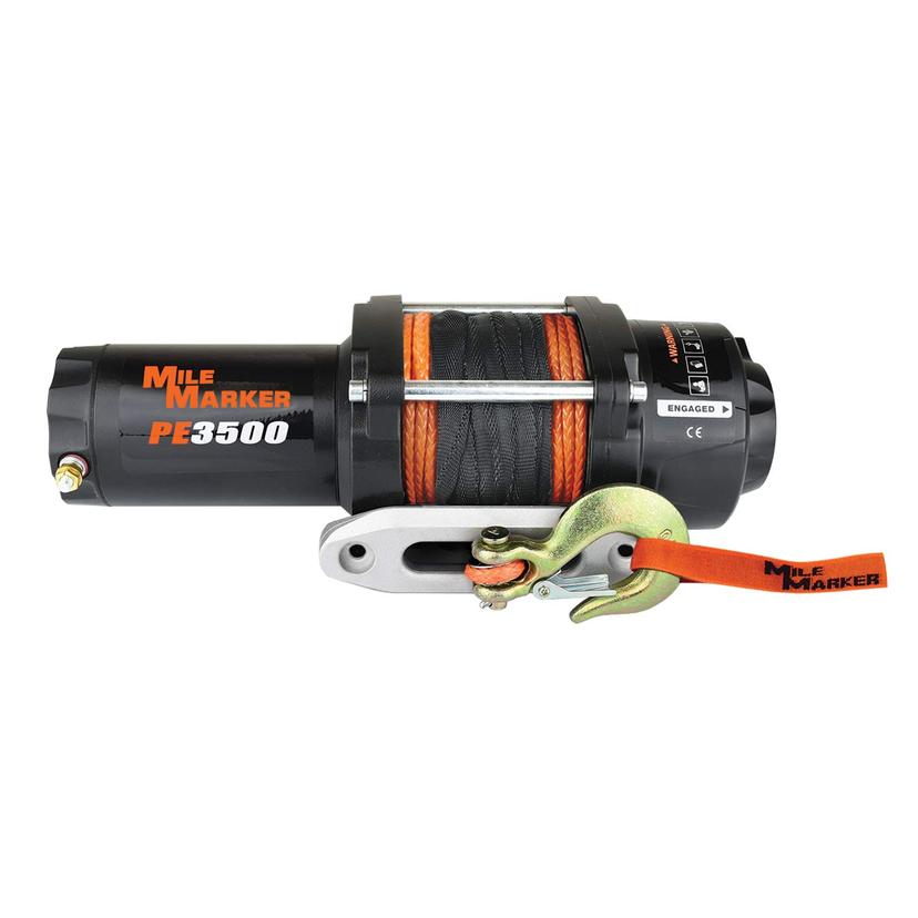 MILE MARKER 77-53112BW PE3500 ATV/UTV/Side-by-Side Electric Winch with Synthetic Rope - 3500 lb. Capacity, Silver