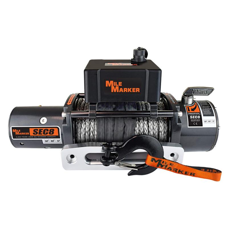 MILE MARKER 77-53141W SEC8 Scout(ES) Truck/Jeep/SUV Element Sealed Electric Winch with Synthetic Rope - 8,000 lb. Capacity