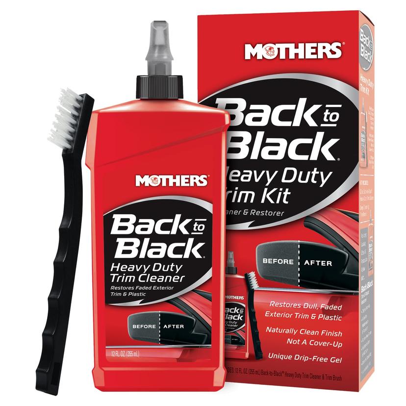 MOTHERS 06141 Back-to-Black Heavy Duty Trim Cleaner Kit, 12 fl. oz.
