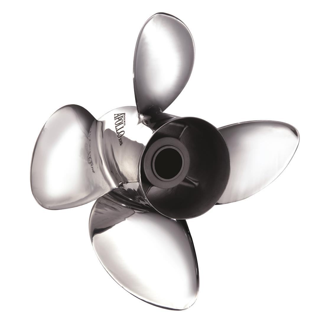 MICHIGAN WHEEL 993203 Apollo A-Series 4-Blade Stainless Steel Propeller - RH, 14-5/8 INCH Diameter x 16 INCH Pitch - High quality product image showing MICHIGAN WHEEL 993203 Apollo A-Series 4-Blade Stainless Steel Propeller - RH, 14-5/8 INCH Diameter x 16 INCH Pitch details and features
