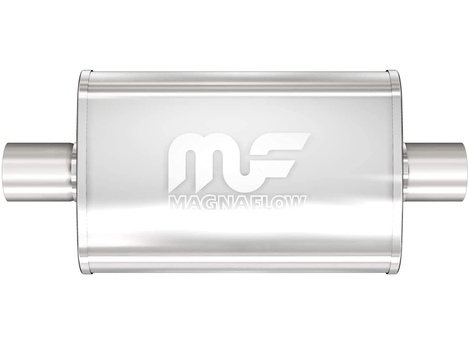 MAGNAFLOW 11219 Exhaust Muffler 3 INCH/3 INCH Inlet/Outlet, 4x9x14 INCH Oval, Stainless Steel, Satin Finish - High quality product image showing MAGNAFLOW 11219 Exhaust Muffler 3 INCH/3 INCH Inlet/Outlet, 4x9x14 INCH Oval, Stainless Steel, Satin Finish details and features