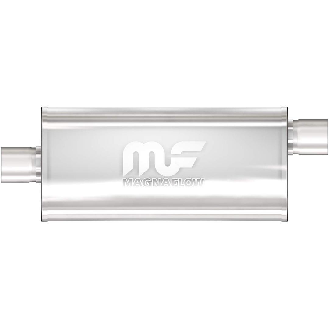 MAGNAFLOW 12225 Exhaust Muffler 2.25 INCH/2.25 INCH Inlet/Outlet, 5x8x14 INCH Oval, Stainless Steel, Satin Finish - The Twister Group Tools product