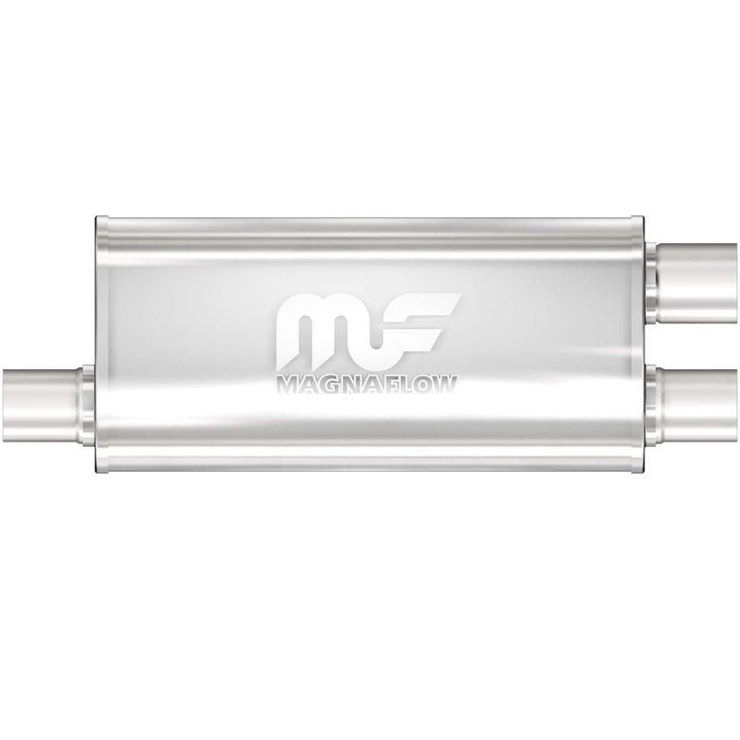 MAGNAFLOW 12267 Exhaust Muffler 3 INCH/2.5 INCH Inlet/Outlet, 5x8x18 INCH Oval, Stainless Steel, Satin Finish