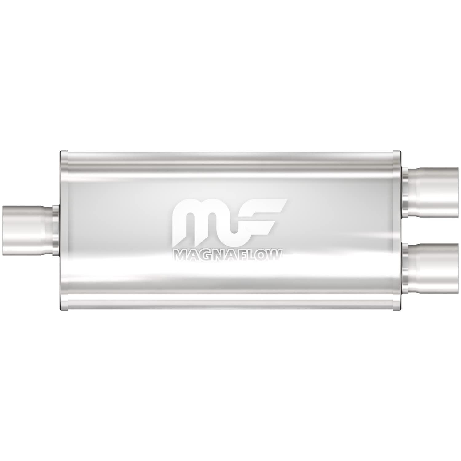 MAGNAFLOW 12288 Exhaust Muffler 3 INCH/2.5 INCH Inlet/Outlet, 5x8x18 INCH Oval, Stainless Steel, Satin Finish - High quality product image showing MAGNAFLOW 12288 Exhaust Muffler 3 INCH/2.5 INCH Inlet/Outlet, 5x8x18 INCH Oval, Stainless Steel, Satin Finish details and features