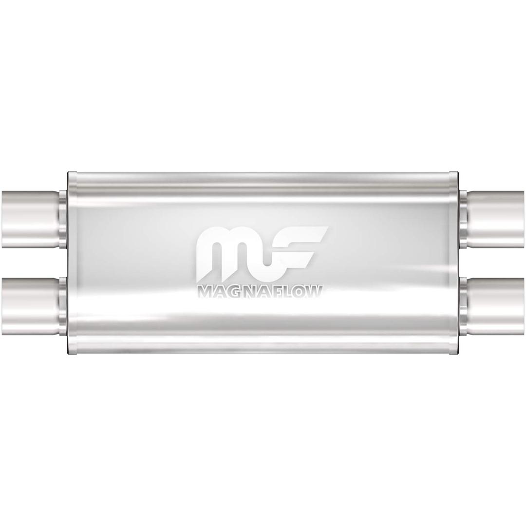 MAGNAFLOW 12468 Exhaust Muffler 2.5 INCH/2.5 INCH Inlet/Outlet, 5x8x18 INCH Oval, Stainless Steel, Satin Finish - The Twister Group Tools product