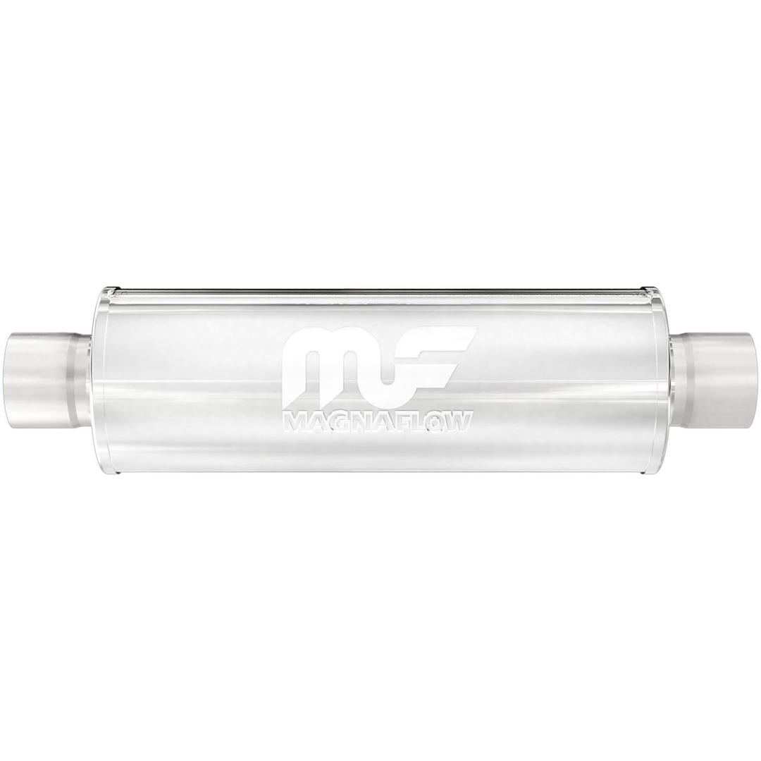 MAGNAFLOW 12770 Exhaust Muffler 4 INCH/4 INCH Inlet/Outlet, 7x7x14 INCH Round, Stainless Steel, Satin Finish - The Twister Group Tools product