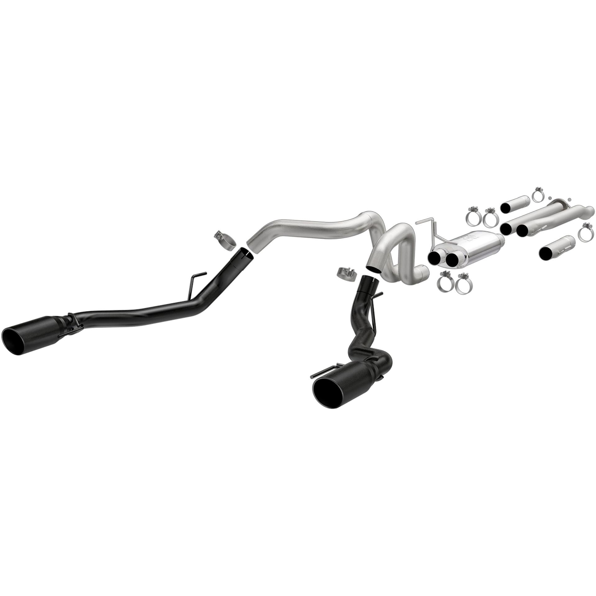 MAGNAFLOW 19350 Performance Exhaust System Cat-Back, Street Series, For 2017-2020 Ford F-150 Raptor 3.5L, Dual Split Rear Exit Style, Black Coated - High quality product image showing MAGNAFLOW 19350 Performance Exhaust System Cat-Back, Street Series, For 2017-2020 Ford F-150 Raptor 3.5L, Dual Split Rear Exit Style, Black Coated details and features
