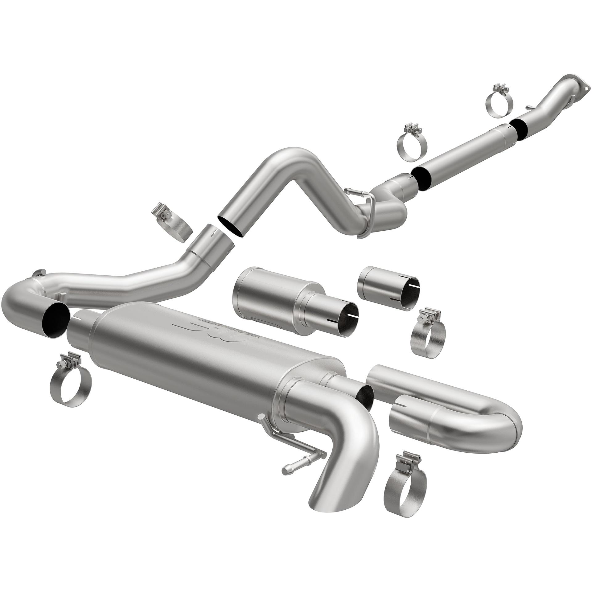 MAGNAFLOW 19559 Exhaust System Cat-Back, Overland Series, For 2021-2024 Ford Bronco, Single Straight Passenger Side Rear Exit Style - High quality product image showing MAGNAFLOW 19559 Exhaust System Cat-Back, Overland Series, For 2021-2024 Ford Bronco, Single Straight Passenger Side Rear Exit Style details and features