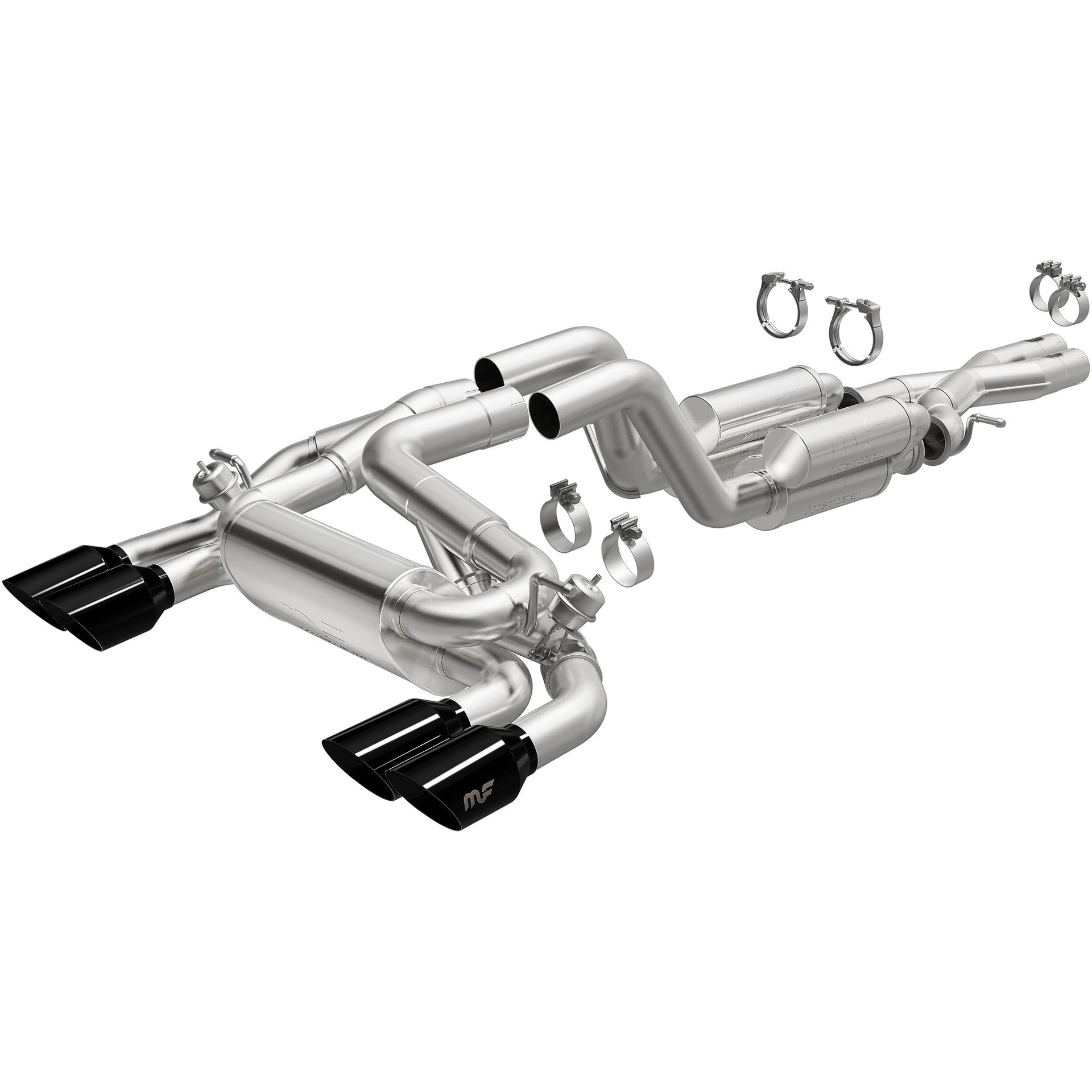 MAGNAFLOW 19598 Exhaust System Cat-Back, Street Series, For 2021-2023 Jeep Wrangler, Quad Split Rear Exit Style - High quality product image showing MAGNAFLOW 19598 Exhaust System Cat-Back, Street Series, For 2021-2023 Jeep Wrangler, Quad Split Rear Exit Style details and features