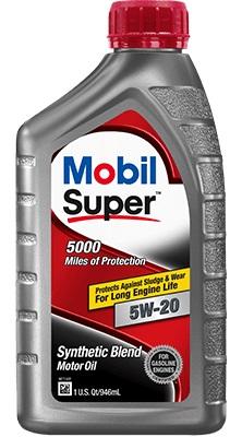 MOBIL 124405 MOBIL SUPER 5W-20 6X1QT., SAE 5W-20; Synthetic Blend; 1 Quart Bottle (Case of 6)