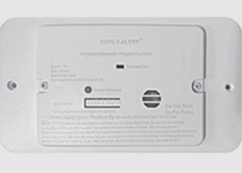 SAFE-T-ALERT 25-742-R-WT-TR-KIT COMBINATION CARBON MONOXIDE/PROPANE, Detects And Controls Both LP And CO Gas; Alerts To Leak With Beeping; With LED Indicator; Flush Mounting; 12 Volt DC Hardwire; White; With Trim Ring And Solenoid Valve