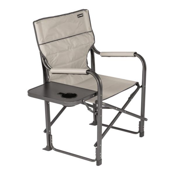 LIPPERT 2021123282 Scout Plus Director Chair with Side Table for Camping, Foldable, Steel Tube Frame, 600D Polyester, UV and Water Resistant PVC Coating, 400 lb. Weight Capacity, Sand - The Twister Group Tools product