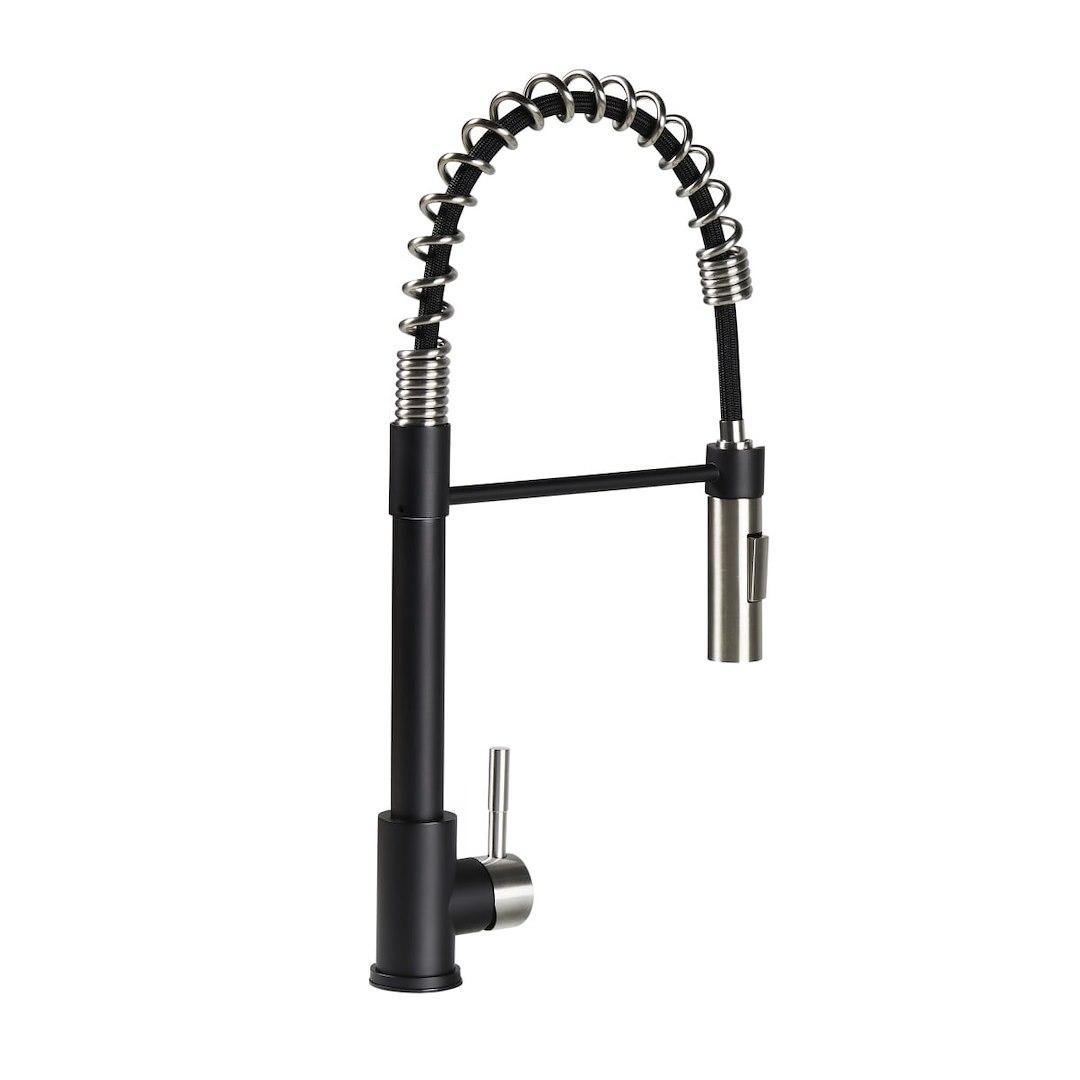 LIPPERT 2022109922 BLACK/SS PULL-DOWN FAUCET, Used For Kitchen; Single Piece Deck Mount; Coil-Spring Pull Down Spout; Single Lever Handle; Black Matte And Stainless Steel; Retail Package - The Twister Group Tools product