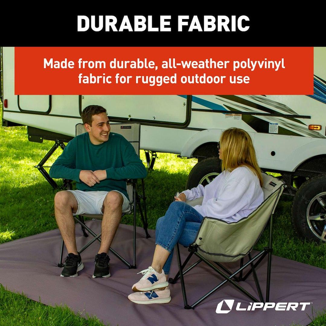 LIPPERT 2022115666 LIPPERT OUTDOOR PATIO RUG - BURGUND, 12 Foot Length x 8 Foot Width; Burgundy; Polyvinyl; Non-Reversible Fabric; UV/ Mold/ Mildew Resistant; With Grommets; With Carry Bag; Without Stakes - The Twister Group Tools product