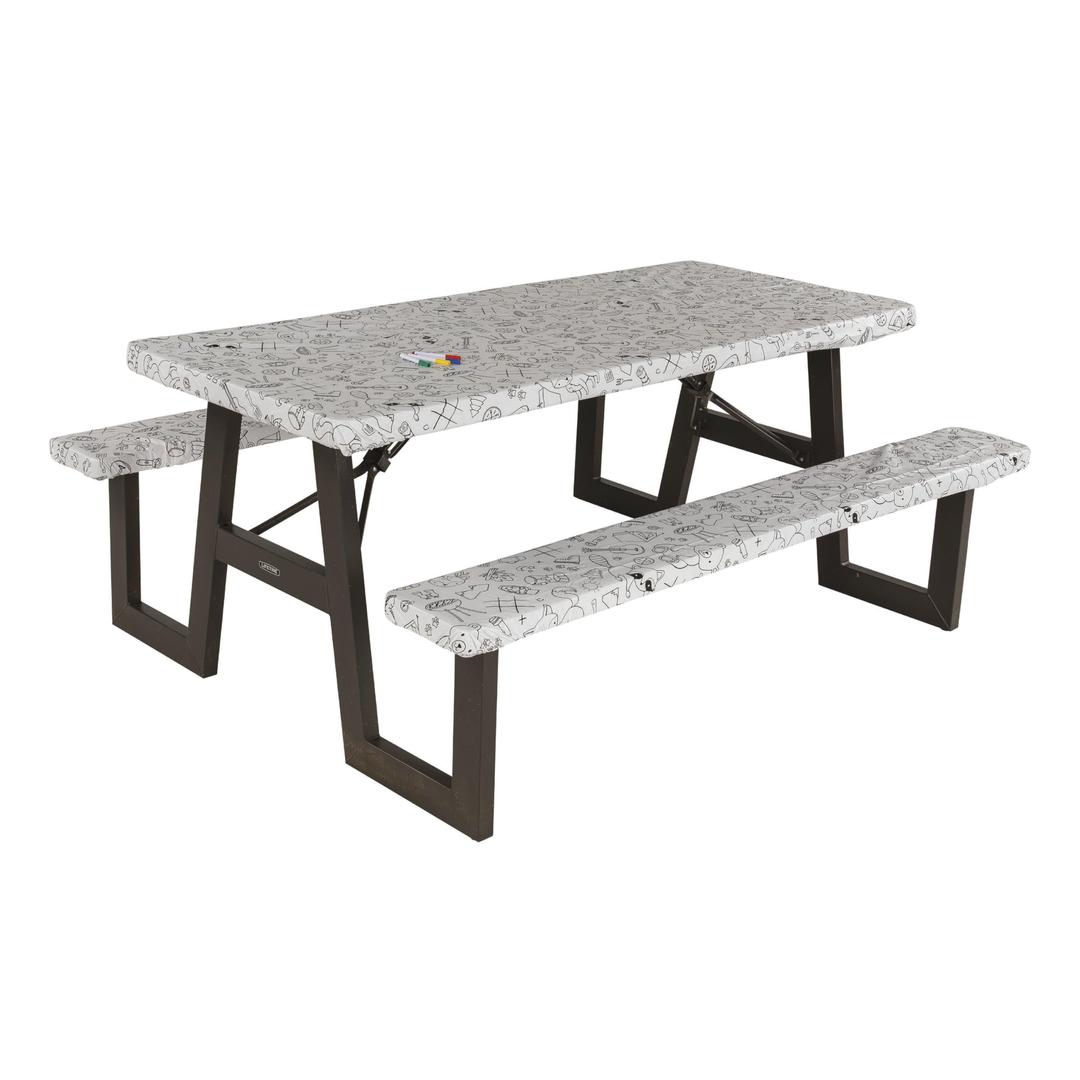 LIPPERT 2023051696 Color Escape Vinyl Tablecloth/Bench Cover Set for Camping and Picnics with 100% PEVA Material, Waterproof and Stain-Resistant Fabric - The Twister Group Tools product
