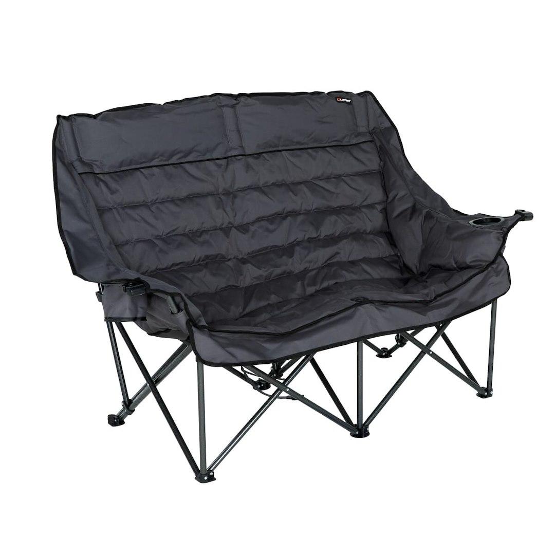 LIPPERT 2023053717 BIG BEAR FOLDING LOVESEAT, Loveseat; 63.4 Inch Length x 31.1 Inch Height x 40.2 Inch Depth Open Dimensions; 500 Pound Weight Capacity; Foldable; Dark Gray; Steel Tube Frame/ Mesh Fabric/ Padded Mesh Back/ Seat/ Armrests; With Headrest - High quality product image showing LIPPERT 2023053717 BIG BEAR FOLDING LOVESEAT, Loveseat; 63.4 Inch Length x 31.1 Inch Height x 40.2 Inch Depth Open Dimensions; 500 Pound Weight Capacity; Foldable; Dark Gray; Steel Tube Frame/ Mesh Fabric/ Padded Mesh Back/ Seat/ Armrests; With Headrest details and features