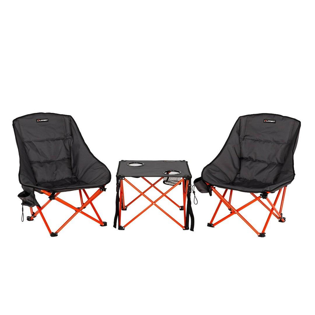 LIPPERT 2023053719 BAJA TABLE/CHAIR SET, Camp Chair; 24 Inch Length x 24 Inch Height x 28-1/2 Inch Depth; 250 Pound Weight Capacity; Foldable; Two-Tone Dark Gray And Red; Powder Coated Steel Tube Frame/ Polyester Fabric With PVC Coating - The Twister Group Tools product