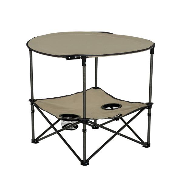 LIPPERT 2023053721 TWO-TIER FOLDING CAMPING TABLE, 28.3 Inch Length x 28.3 Inch Width x 23.8 Inch Depth; 80 Pound Weight Capacity; Folding; Sand; Powder Coated Steel Frame And Polyester Fabric With PVC Coating; Two-Tier Design - High quality product image showing LIPPERT 2023053721 TWO-TIER FOLDING CAMPING TABLE, 28.3 Inch Length x 28.3 Inch Width x 23.8 Inch Depth; 80 Pound Weight Capacity; Folding; Sand; Powder Coated Steel Frame And Polyester Fabric With PVC Coating; Two-Tier Design details and features