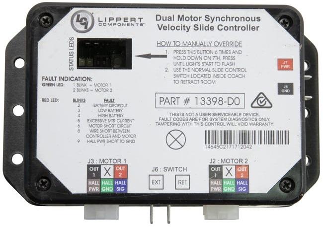 LIPPERT 211852 Replacement V-Sync II Controller For various in-wall slide-outs Version 13398-DO replacement assembly for 3398-C2 controllers Exact-match component - High quality product image showing LIPPERT 211852 Replacement V-Sync II Controller For various in-wall slide-outs Version 13398-DO replacement assembly for 3398-C2 controllers Exact-match component details and features