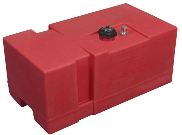 MOELLER 031618 18 GALLON TOPSIDE FUEL TANK, 18 Gallon Capacity; Highly Corrosive Ethanol; Polyethylene; Top Side; Red; Threaded Kelch; Rectangular Belly; 28 Inch Length x 15 Inch Width x 12.38 Inch Height; For Marine Applications - High quality product image showing MOELLER 031618 18 GALLON TOPSIDE FUEL TANK, 18 Gallon Capacity; Highly Corrosive Ethanol; Polyethylene; Top Side; Red; Threaded Kelch; Rectangular Belly; 28 Inch Length x 15 Inch Width x 12.38 Inch Height; For Marine Applications details and features