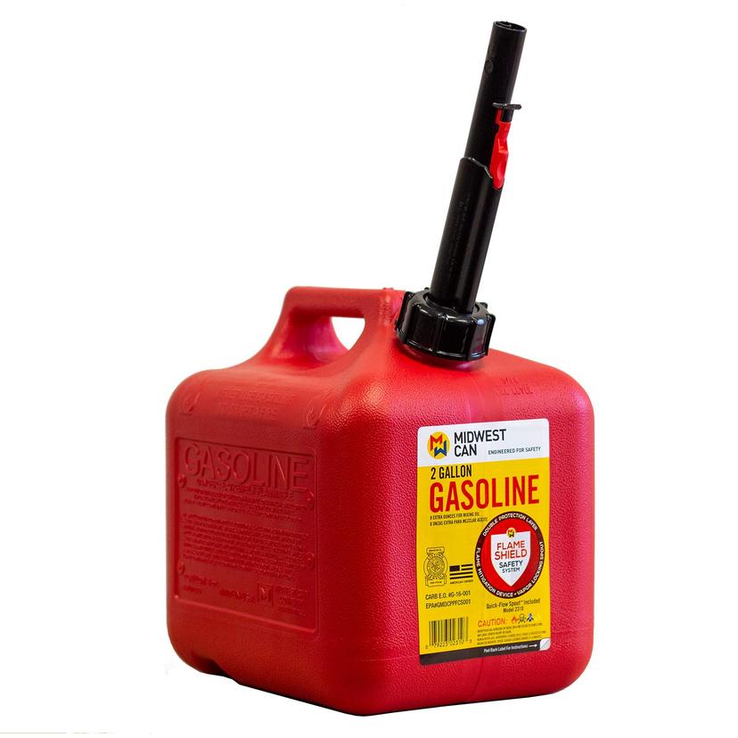 MIDWEST CAN 2310 Quick-Flow Spout 2 Gallon 8 oz. Gasoline Can w