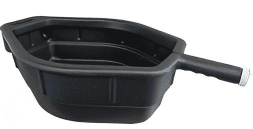 MIDWEST CAN 6395 5 GALLON DRAIN PAN, 5 Gallon Capacity; 23.6 Inch Length x 18 Inch Width; 6.4 Inch Height; Black; High Density Polyethylene; With Back Handle/ Pour Spout; Open Top