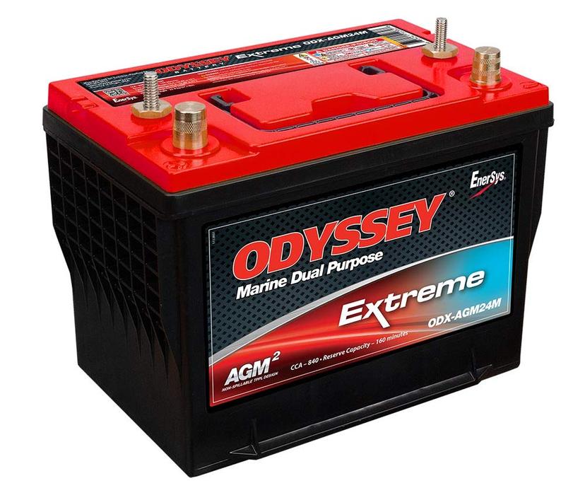 ODYSSEY ODX-AGM24M Battery; Extreme Series; Group 24; 12 Volt; 840 Cold Cranking Amps; 10.9 Inch Length; 6.8 Inch Width; 8.8 Inch Height