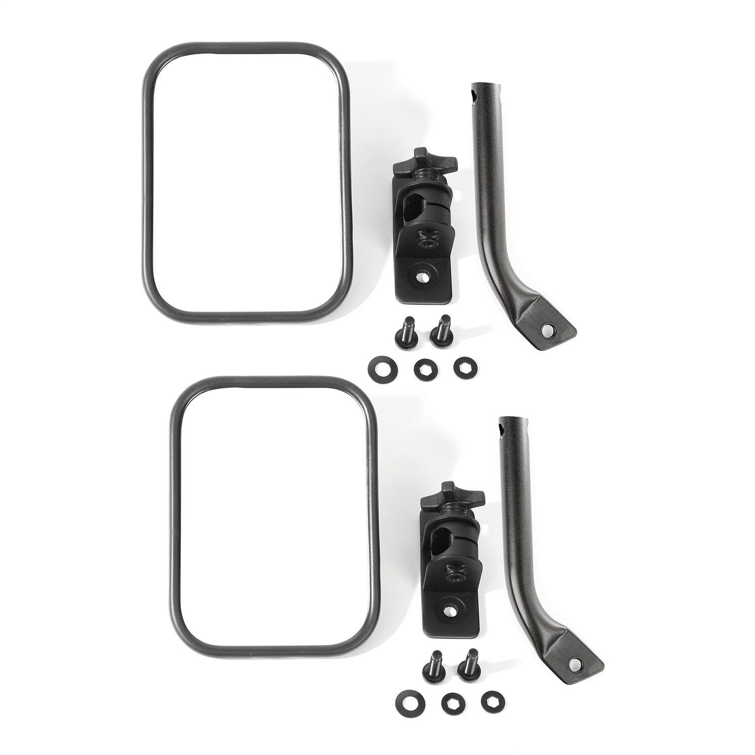 RUGGED RIDGE 11025.22 Stubby Trail Mirror, Rectangular Pair, Textured Black Fits 1997-2018 Jeep Wrangler - High quality product image showing RUGGED RIDGE 11025.22 Stubby Trail Mirror, Rectangular Pair, Textured Black Fits 1997-2018 Jeep Wrangler details and features