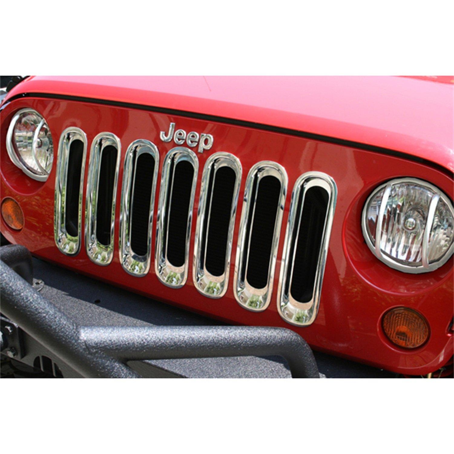 RUGGED RIDGE 11306.20 Grille Insert Kit, Chrome Fits 2007-2018 Jeep Wrangler JK - High quality product image showing RUGGED RIDGE 11306.20 Grille Insert Kit, Chrome Fits 2007-2018 Jeep Wrangler JK details and features
