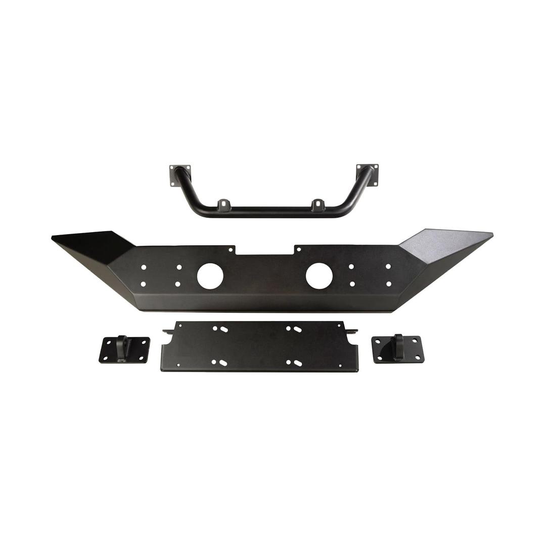 RUGGED RIDGE 11548.01 Spartan Bumper, Front | Full-Width w/High-Clearance Ends & Overrider, Steel, Textured Black Fits 2007-2018 Jeep Wrangler JK - The Twister Group Tools product
