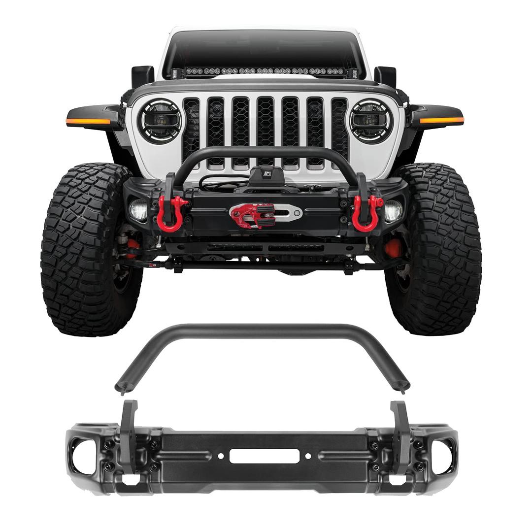 RUGGED RIDGE 11549.05 Arcus Bumper, Front | Stubby w/Tubular Overrider, 11-Gauge Steel, Satin Black Fits 2018-2024 Jeep Wrangler JL; 2020-2024 Jeep Gladiator JT - The Twister Group Tools product