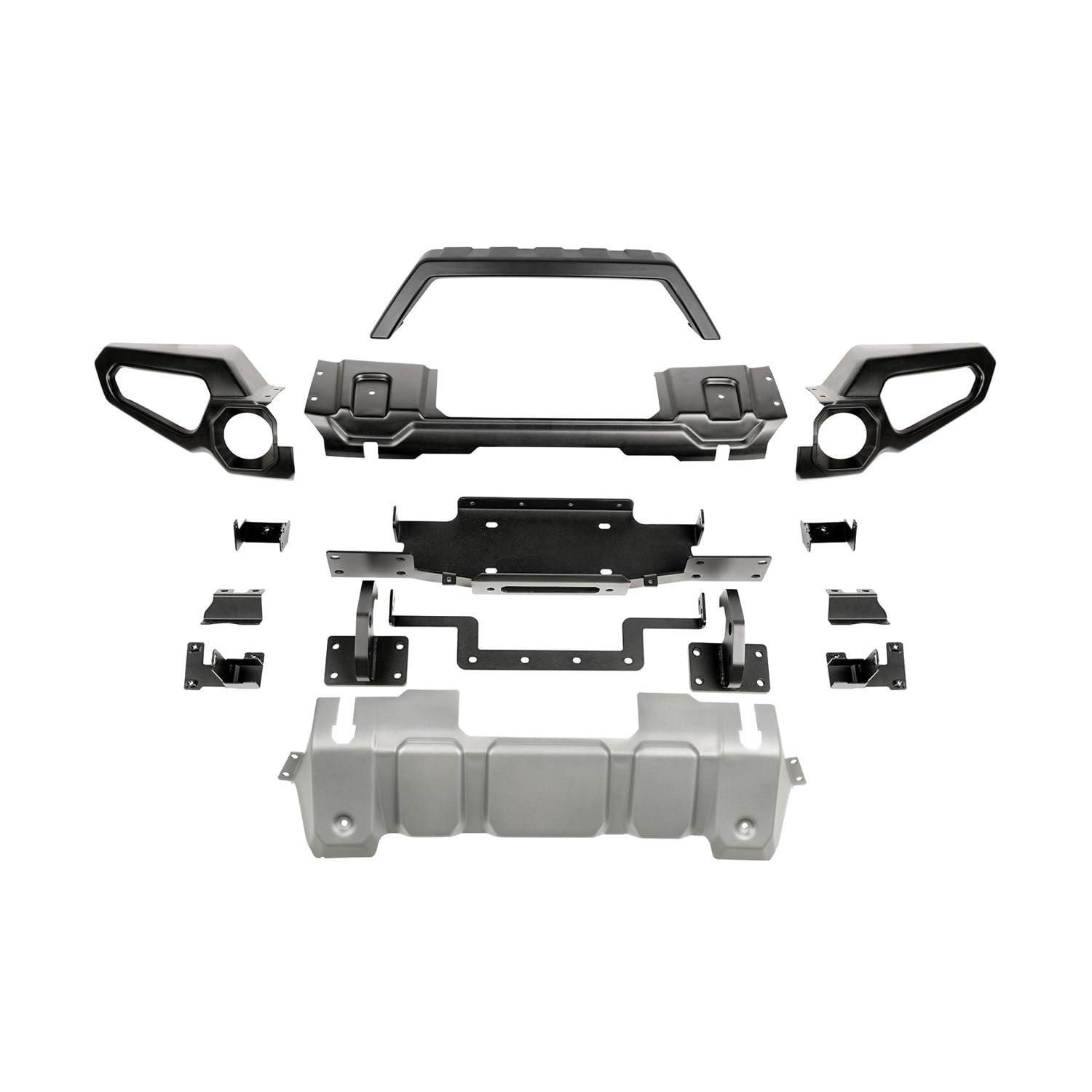 RUGGED RIDGE 11549.41 Venator Bumper, Front | Full Width w/Overrider & Winch Tray, Steel, Satin Black Fits 2018-2024 Jeep Wrangler JL; 2020-2024 Jeep Gladiator JT - High quality product image showing RUGGED RIDGE 11549.41 Venator Bumper, Front | Full Width w/Overrider & Winch Tray, Steel, Satin Black Fits 2018-2024 Jeep Wrangler JL; 2020-2024 Jeep Gladiator JT details and features