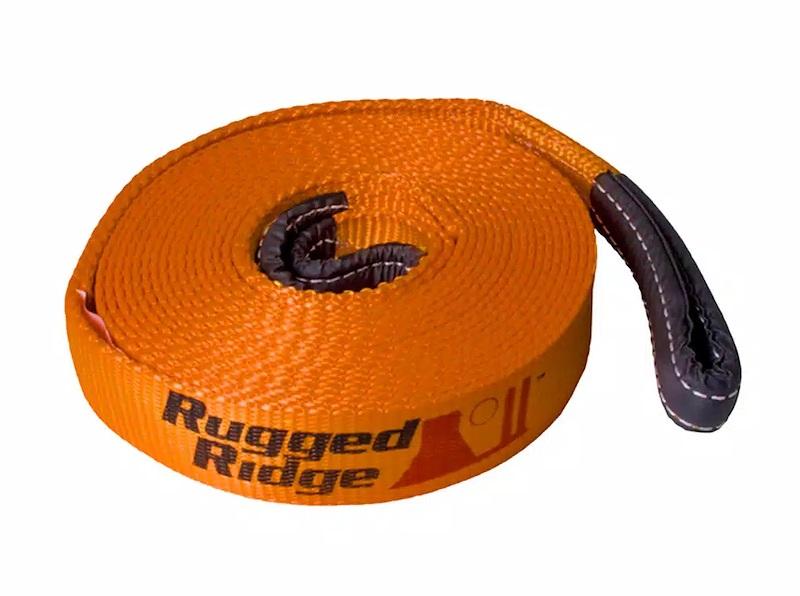 RUGGED RIDGE 15104.03 Recovery Strap; 40,000 Pound Capacity; 4 Inch Width x 30 Foot Length; Without Sleeve; Orange; Nylon - High quality product image showing RUGGED RIDGE 15104.03 Recovery Strap; 40,000 Pound Capacity; 4 Inch Width x 30 Foot Length; Without Sleeve; Orange; Nylon details and features