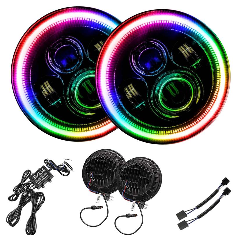 ORACLE LIGHTING 5769-332 Lighting 7 INCH High Powered LED Headlights - Black Bezel - Dynamic ColorSHIFT