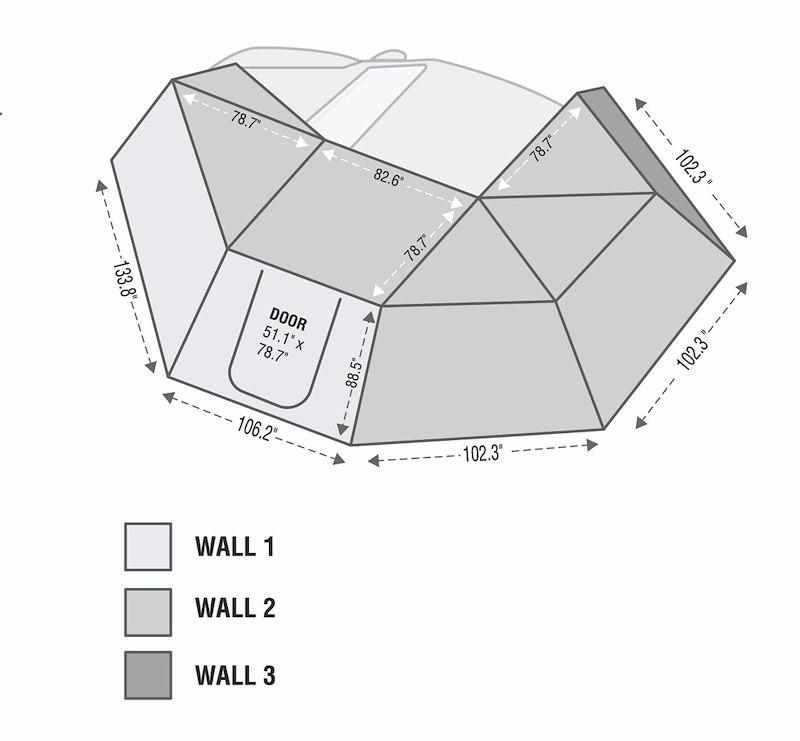 OVERLAND 18099910 Awning Extension Panel; Nomadic; Side Wall 1; For Use With Nomadic 270 Awning; 20 Feet Length x 7.38 Feet Height; Dark Gray; Driver Side; With Storage Bag - High quality product image showing OVERLAND 18099910 Awning Extension Panel; Nomadic; Side Wall 1; For Use With Nomadic 270 Awning; 20 Feet Length x 7.38 Feet Height; Dark Gray; Driver Side; With Storage Bag details and features