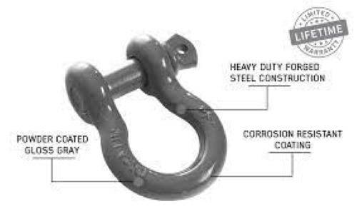 OVERLAND 19010206 Recovery Shackle 3/4 INCH 4.75 Ton Grey, Pair - High quality product image showing OVERLAND 19010206 Recovery Shackle 3/4 INCH 4.75 Ton Grey, Pair details and features