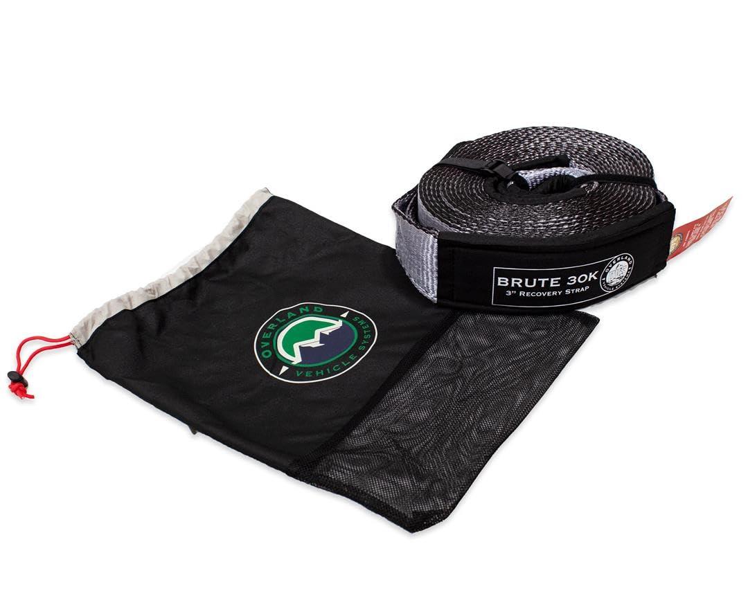 OVERLAND 19069916 Tow Strap 30,000 lb. 3 INCH x 30FT Gray with Black Ends & Storage Bag Universal - The Twister Group Tools product