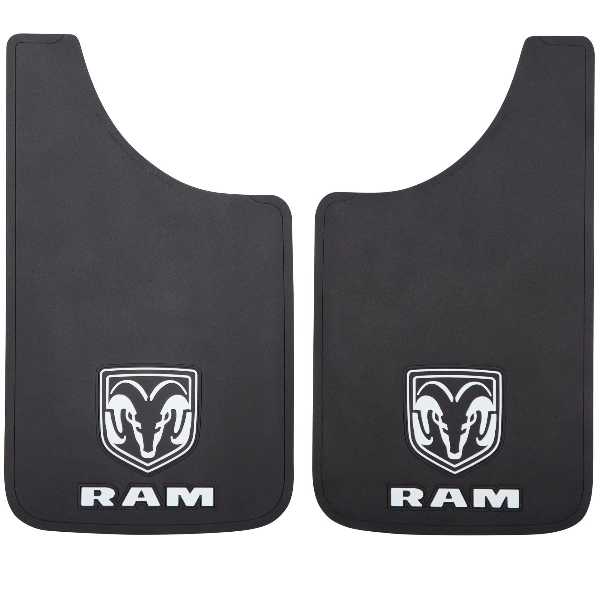 PLASTICOLOR 000541R01 Mud Flap; Easy-Fit Series; Universal 11 Inch x 19 Inch; Set Of 2; Flat; Ram Logo; Black; Fiberglass Reinforced; Screw On - High quality product image showing PLASTICOLOR 000541R01 Mud Flap; Easy-Fit Series; Universal 11 Inch x 19 Inch; Set Of 2; Flat; Ram Logo; Black; Fiberglass Reinforced; Screw On details and features